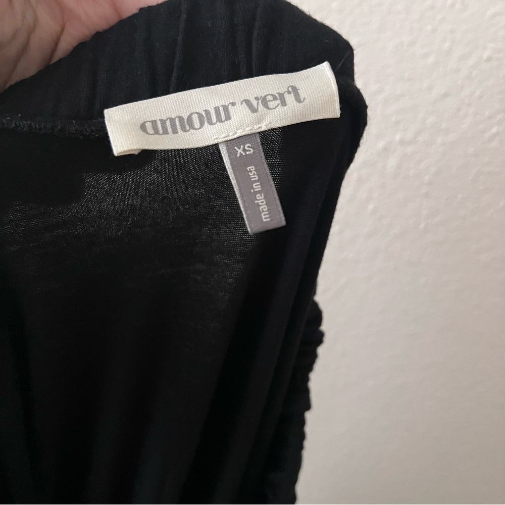 Amour Vert Black High Low Rayon Jersey Knit Maxi Skirt - Picture 2 of 6
